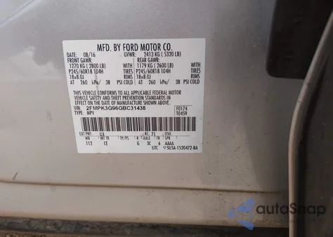 2016 Ford Edge Se from USA, damaged, VIN 2FMPK3G96GBC31438